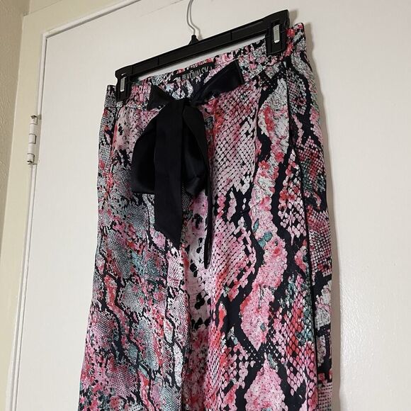 Valery Kovalska Pink Python silk drawstring straight leg lounge pants size small - Picture 2 of 6